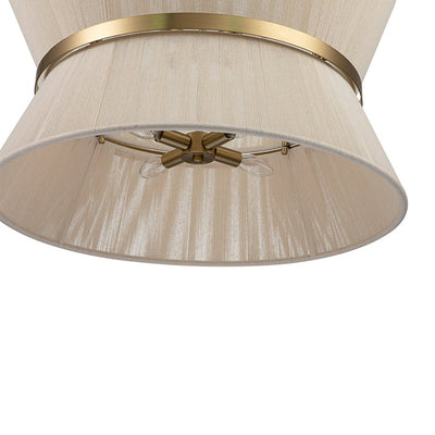 Coastal Brass Hourglass Drum Pendant Light with Natural Rope Accents