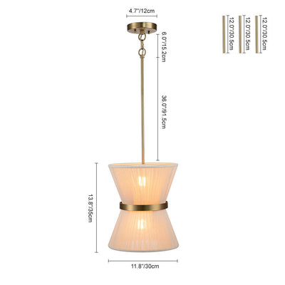 Coastal Brass Hourglass Drum Pendant Light with Natural Rope Accents