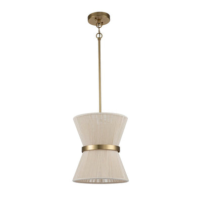 Coastal Brass Hourglass Drum Pendant Light with Natural Rope Accents