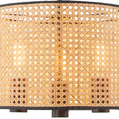 Coastal Handwoven Rattan Drum Pendant Light - Semi-Flush, Dimmable, Height Adjustable