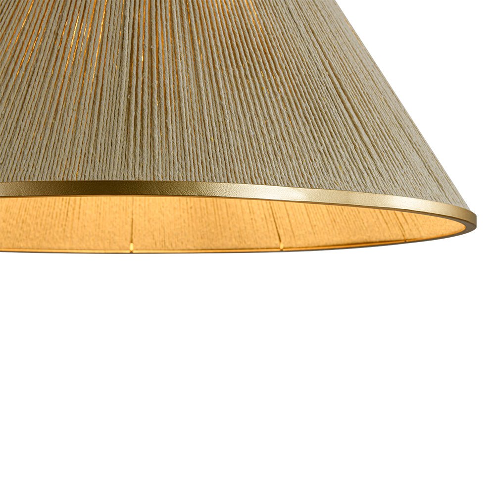 Coastal Style Gold Finish Pendant Light with Conical Linen Shade Dimmable