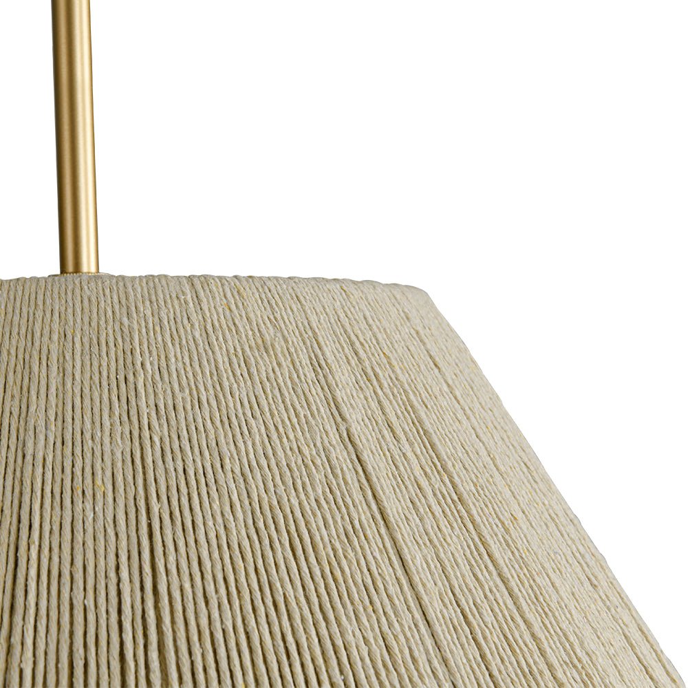 Coastal Style Gold Finish Pendant Light with Conical Linen Shade Dimmable