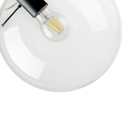 Contemporary Clear Glass Globe Pendant Light, Adjustable Black Finish, E26/E27 Socket