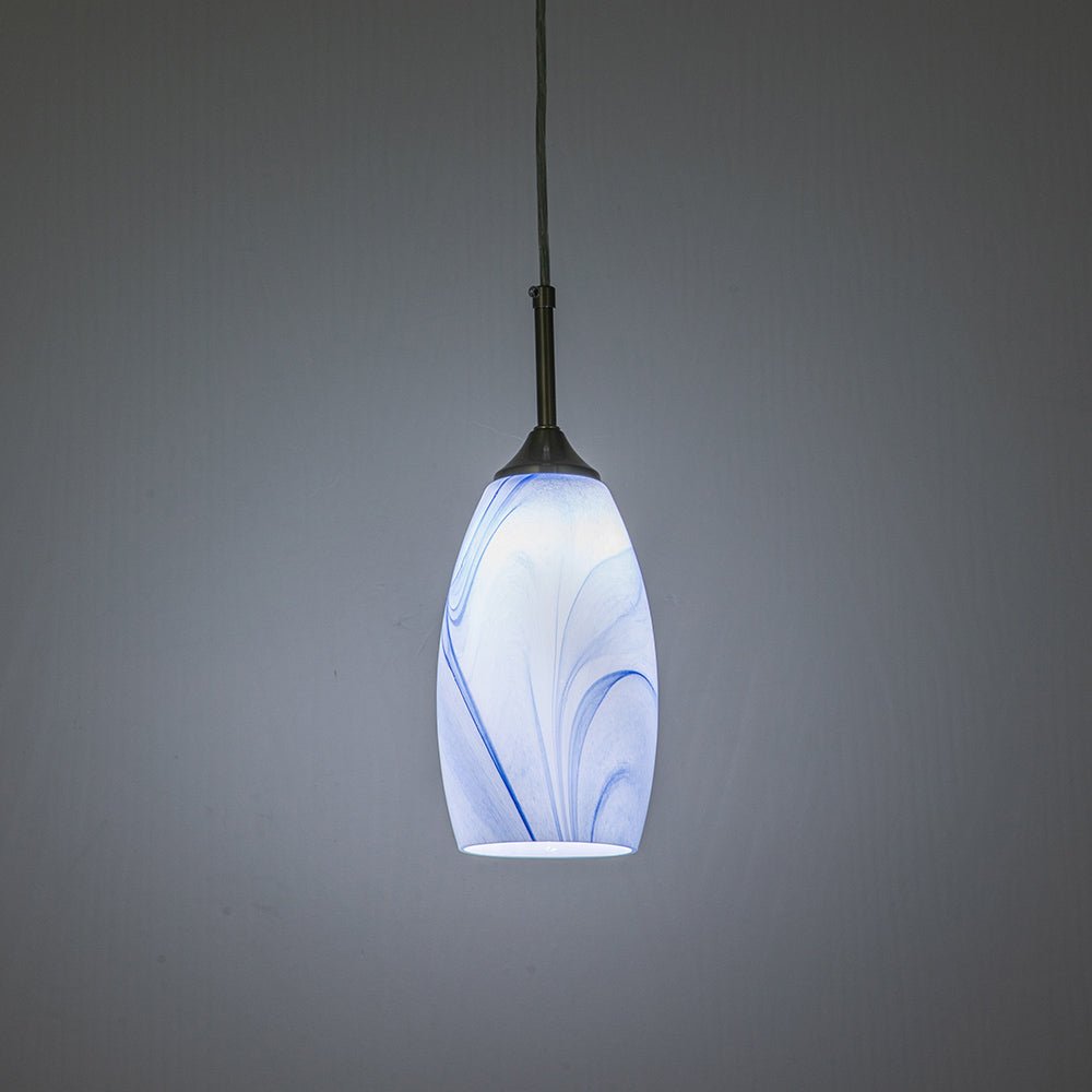 Modern Contemporary 1-Light Mica Stone Pattern Glass Pendant, Adjustable Height, Sloped Ceiling Compatible