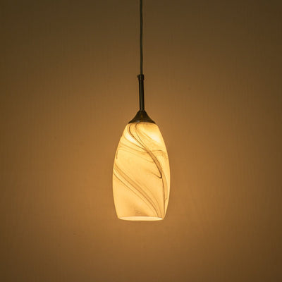 Modern Contemporary 1-Light Mica Stone Pattern Glass Pendant, Adjustable Height, Sloped Ceiling Compatible