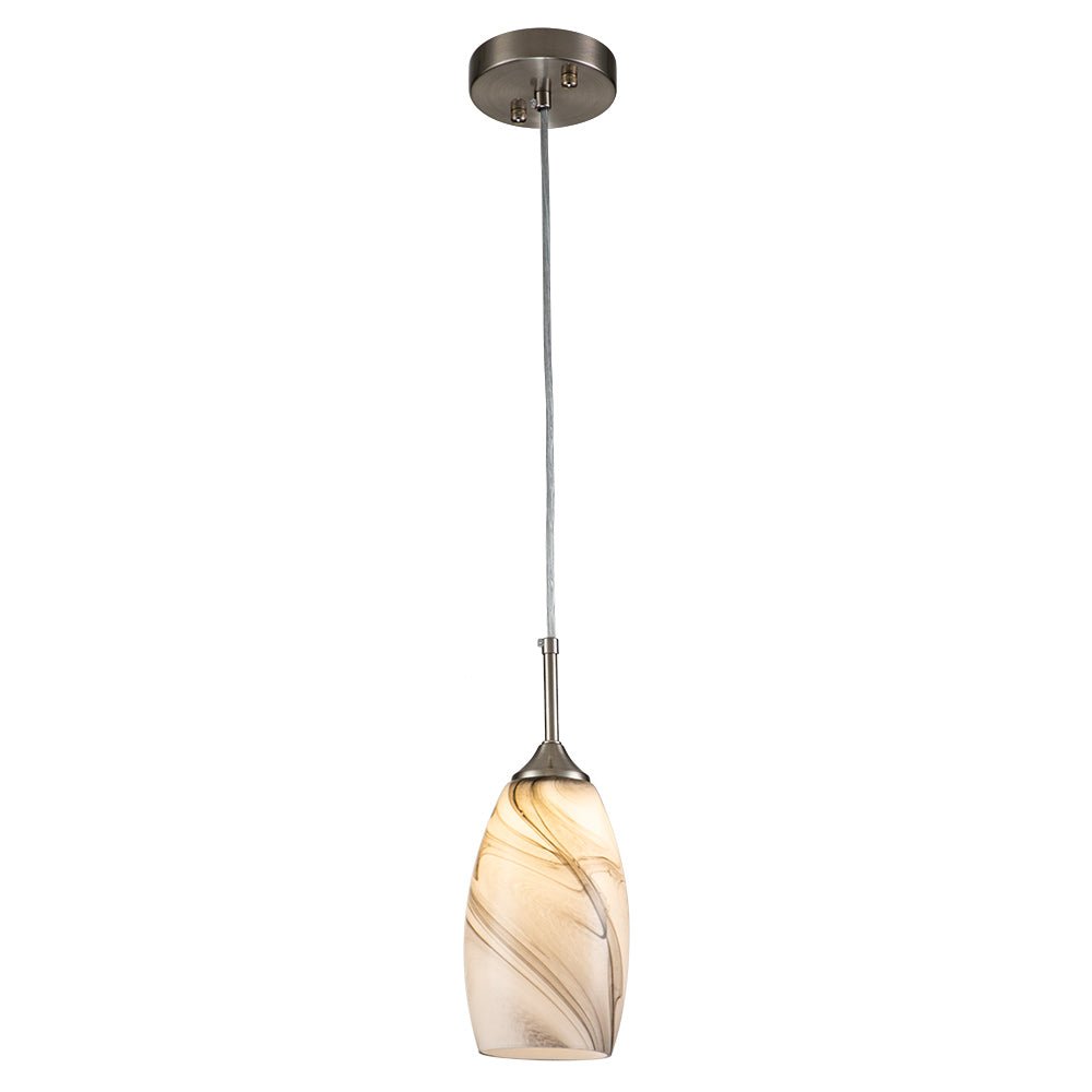 Modern Contemporary 1-Light Mica Stone Pattern Glass Pendant, Adjustable Height, Sloped Ceiling Compatible