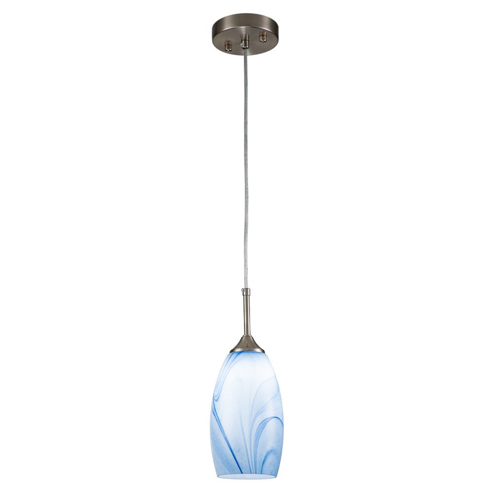 Modern Contemporary 1-Light Mica Stone Pattern Glass Pendant, Adjustable Height, Sloped Ceiling Compatible