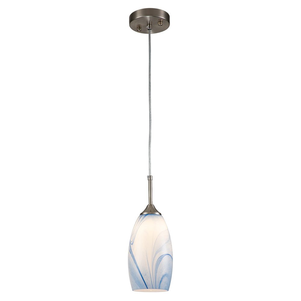 Modern Contemporary 1-Light Mica Stone Pattern Glass Pendant, Adjustable Height, Sloped Ceiling Compatible