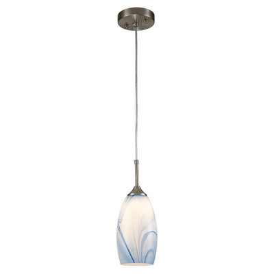 Modern Contemporary 1-Light Mica Stone Pattern Glass Pendant, Adjustable Height, Sloped Ceiling Compatible