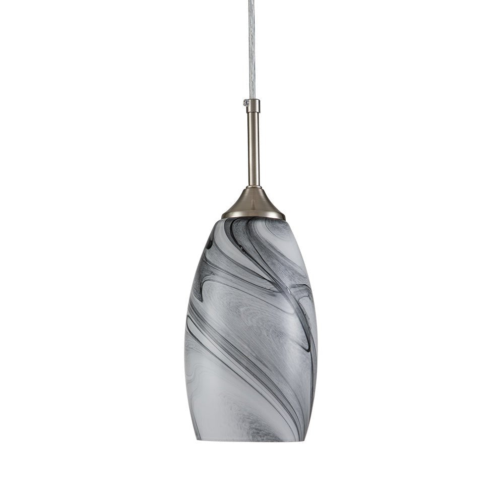 Modern Contemporary 1-Light Mica Stone Pattern Glass Pendant, Adjustable Height, Sloped Ceiling Compatible