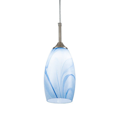 Modern Contemporary 1-Light Mica Stone Pattern Glass Pendant, Adjustable Height, Sloped Ceiling Compatible