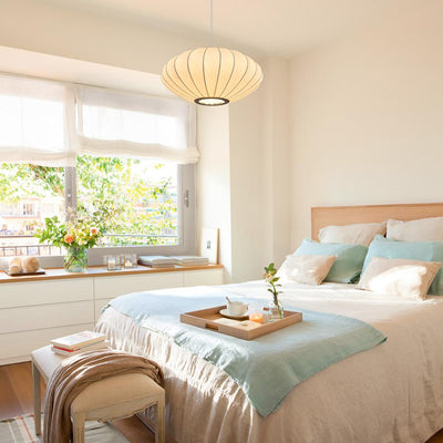 Elegant Modern White Silk Pendant Light Fixture for Contemporary Homes