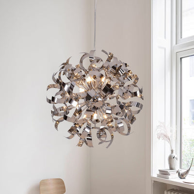 Unique Hydrangea Polished Chrome Ribbons Pendant Chandelier for Modern Interiors