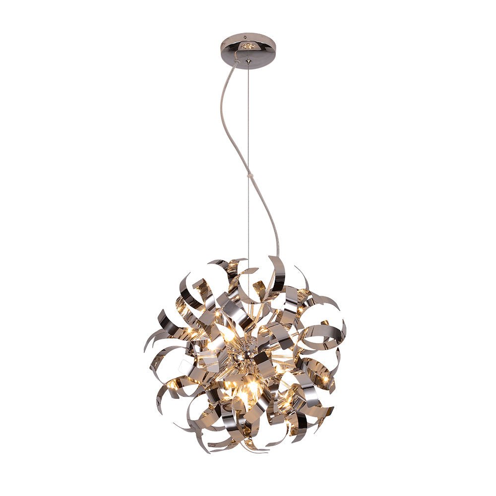 Unique Hydrangea Polished Chrome Ribbons Pendant Chandelier for Modern Interiors