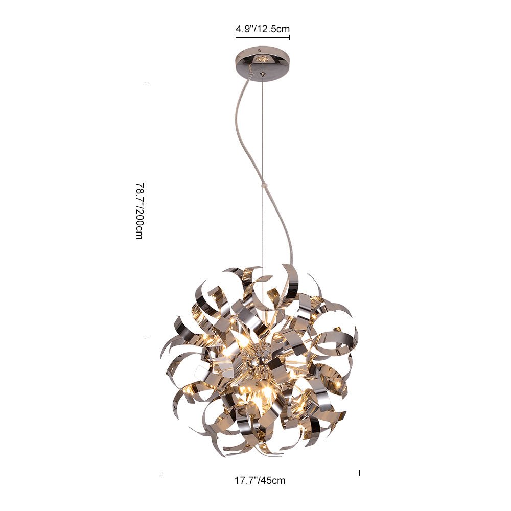 Unique Hydrangea Polished Chrome Ribbons Pendant Chandelier for Modern Interiors