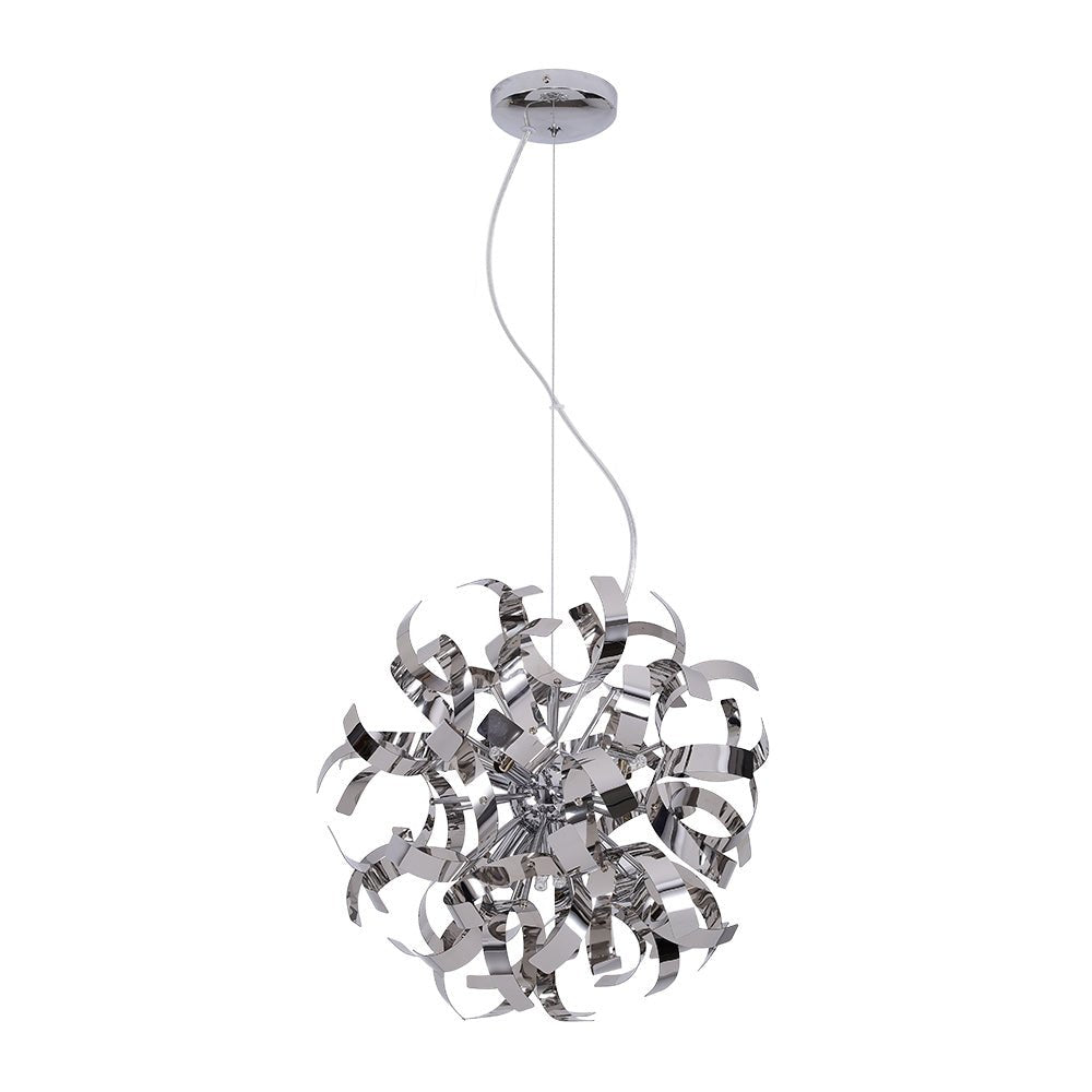 Unique Hydrangea Polished Chrome Ribbons Pendant Chandelier for Modern Interiors
