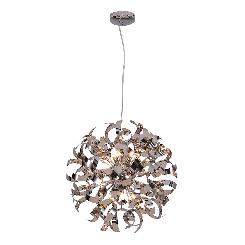 Unique Hydrangea Polished Chrome Ribbons Pendant Chandelier for Modern Interiors