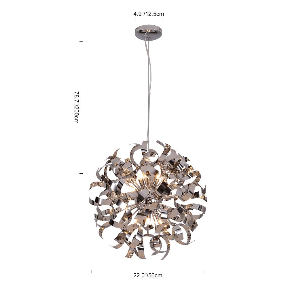 Unique Hydrangea Polished Chrome Ribbons Pendant Chandelier for Modern Interiors