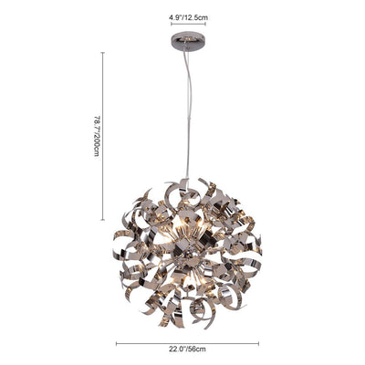 Unique Hydrangea Polished Chrome Ribbons Pendant Chandelier for Modern Interiors