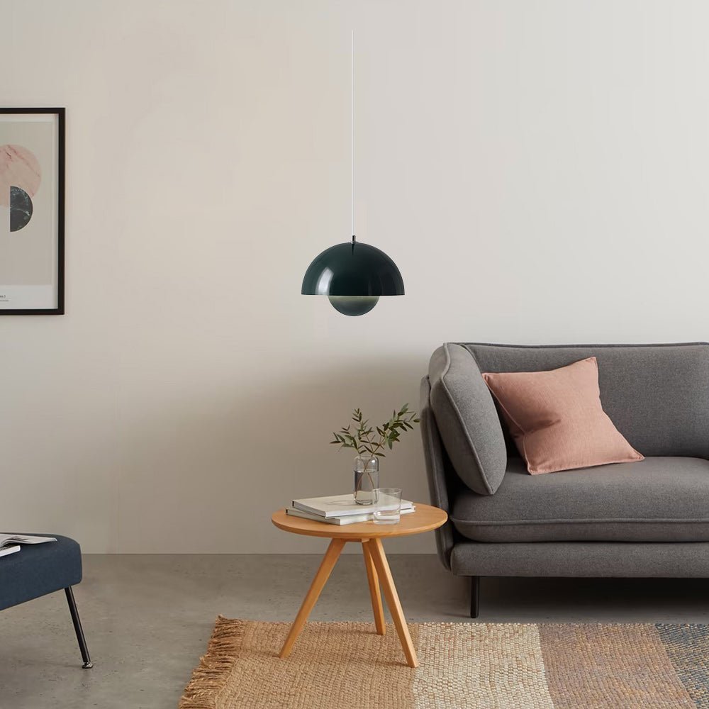 Sleek Contemporary Single Light Pendant, Adjustable Height, Metal Finish, E26 Base