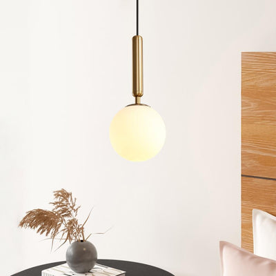 Sleek Contemporary Small Globe Pendant Light, Adjustable Cable, Metal Base, Dimmable G9