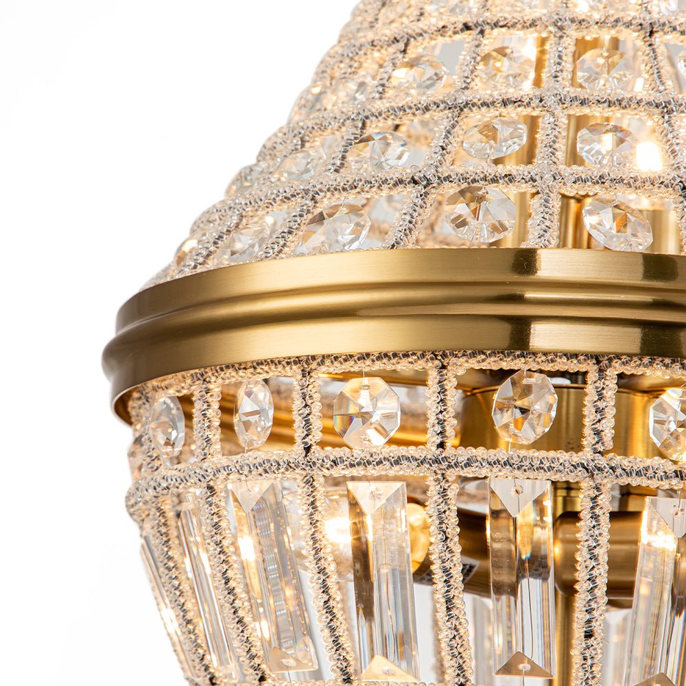Antique Brass Crystal Empire Chandelier Elegant Pendant Light - 6/8 Bulbs