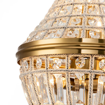 Antique Brass Crystal Empire Chandelier Elegant Pendant Light - 6/8 Bulbs