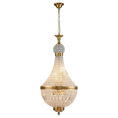 Antique Brass Crystal Empire Chandelier Elegant Pendant Light - 6/8 Bulbs