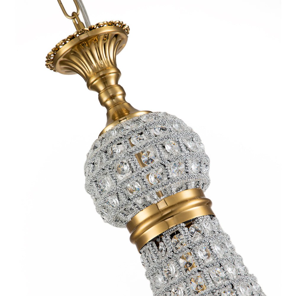 Antique Brass Crystal Empire Chandelier Elegant Pendant Light - 6/8 Bulbs
