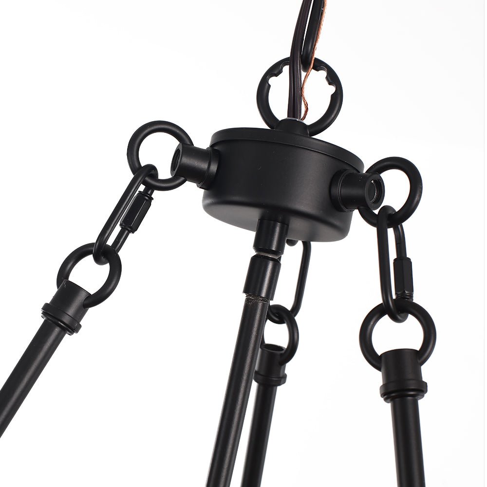Farmhouse 4-Light Wood Drum Pendant Chandelier with Adjustable Chain
