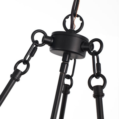 Farmhouse 4-Light Wood Drum Pendant Chandelier with Adjustable Chain