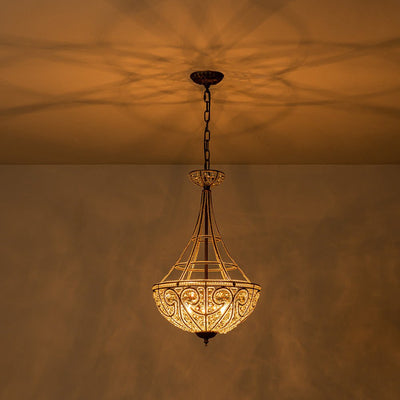 French Vintage Mottled Bronze 4-Light Crystal Chandelier Pendant, Empire Style