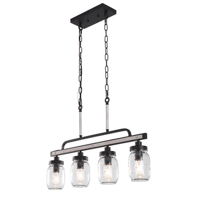 4-Light Glass Mason Jar Pendant, Adjustable Kitchen Island Lighting Fixture