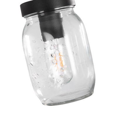 4-Light Glass Mason Jar Pendant, Adjustable Kitchen Island Lighting Fixture