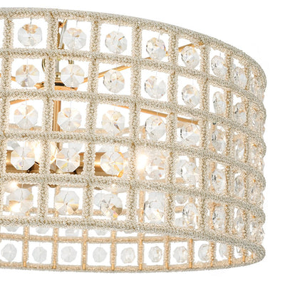 Elegant 5-Light Dimmable Crystal Drum Pendant with Brushed Brass Accents