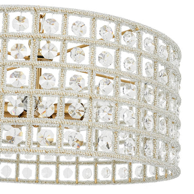 Elegant 5-Light Dimmable Crystal Drum Pendant with Brushed Brass Accents