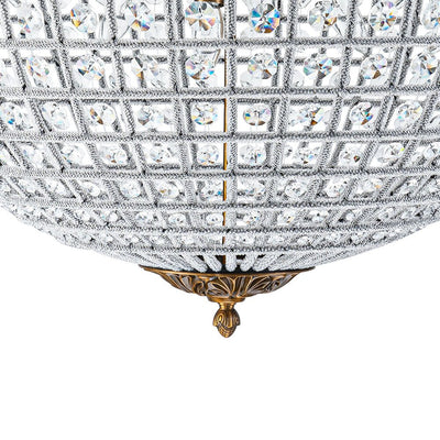 Elegant Faceted Crystal Globe Pendant Chandelier: Antique Brass, Entangled Beads, Dimmable