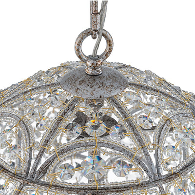 Elegant Rustic Silver Crystal Globe Chandelier Pendant Light, Dimmable, 4/6 Bulbs