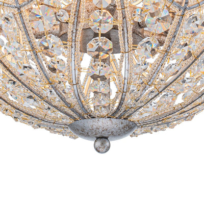 Sparkling Crystal Globe Pendant Chandelier, Rusty Silver Finish, Dimmable, 4-6 Lights
