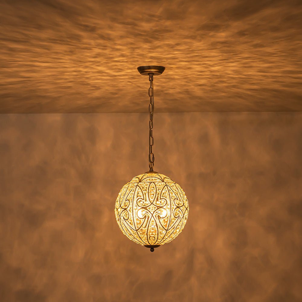 Elegant Rustic Silver Crystal Globe Chandelier Pendant Light, Dimmable, 4/6 Bulbs