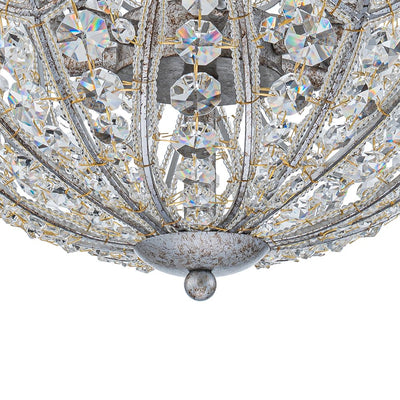 Elegant Rustic Silver Crystal Globe Chandelier Pendant Light, Dimmable, 4/6 Bulbs