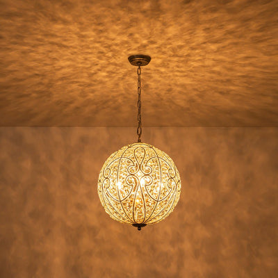 Elegant Rustic Silver Crystal Globe Chandelier Pendant Light, Dimmable, 4/6 Bulbs