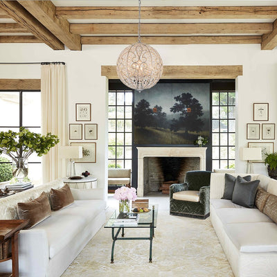 Elegant Rustic Silver Crystal Globe Chandelier Pendant Light, Dimmable, 4/6 Bulbs