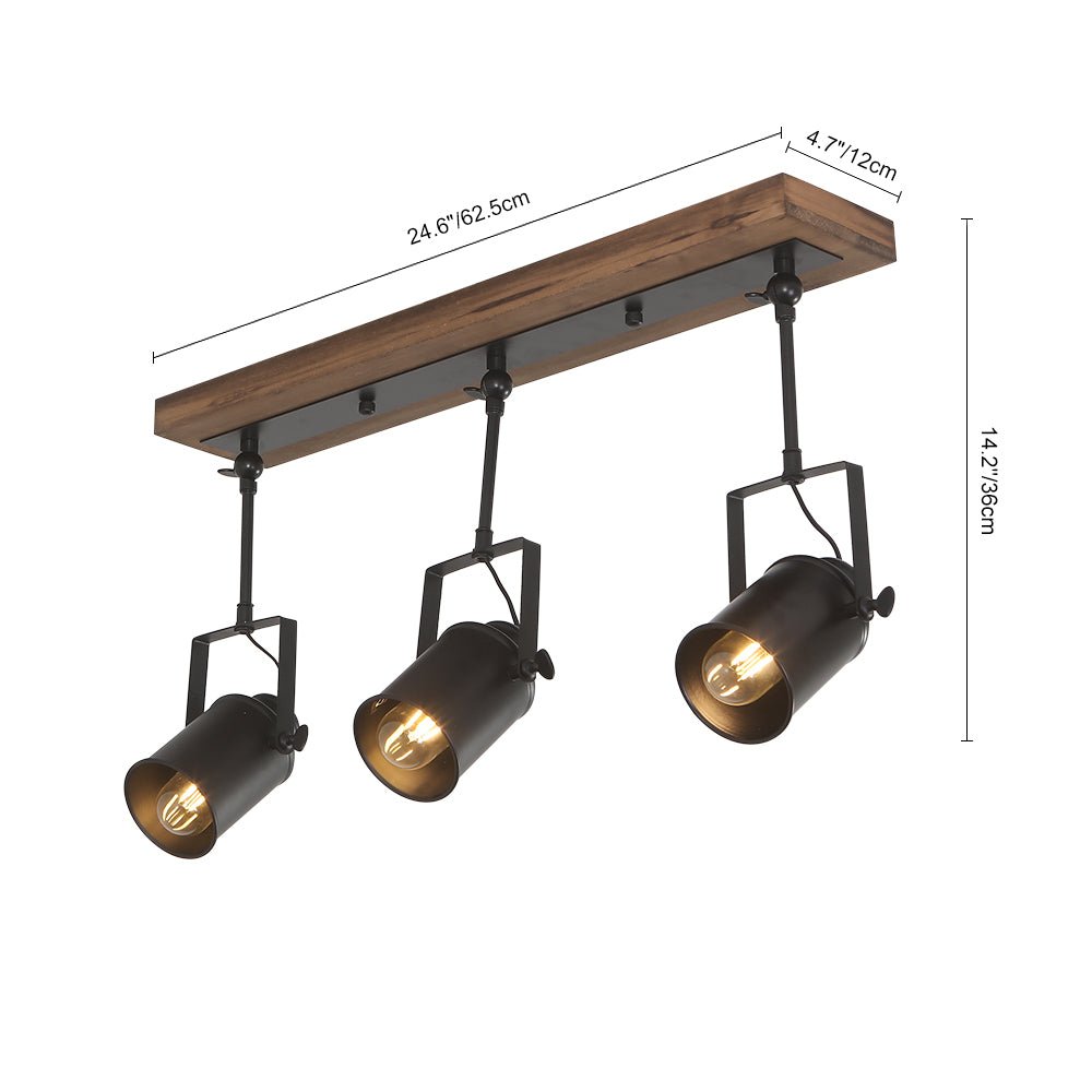 Industrial Black 3-Light Pendant Track Lighting for Kitchen Island Dining