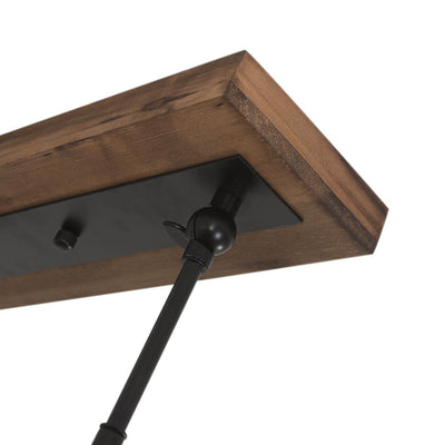 Modern Industrial 3-Light Black Metal Wood Pendant Track Lighting Fixture