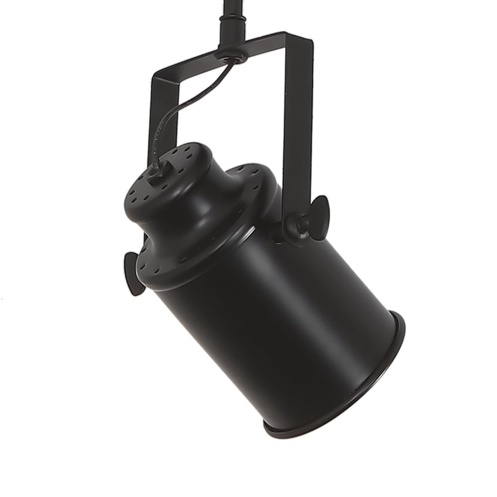 Modern Industrial 3-Light Black Metal Wood Pendant Track Lighting Fixture