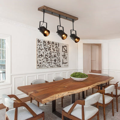 Industrial Black 3-Light Pendant Track Lighting for Kitchen Island Dining