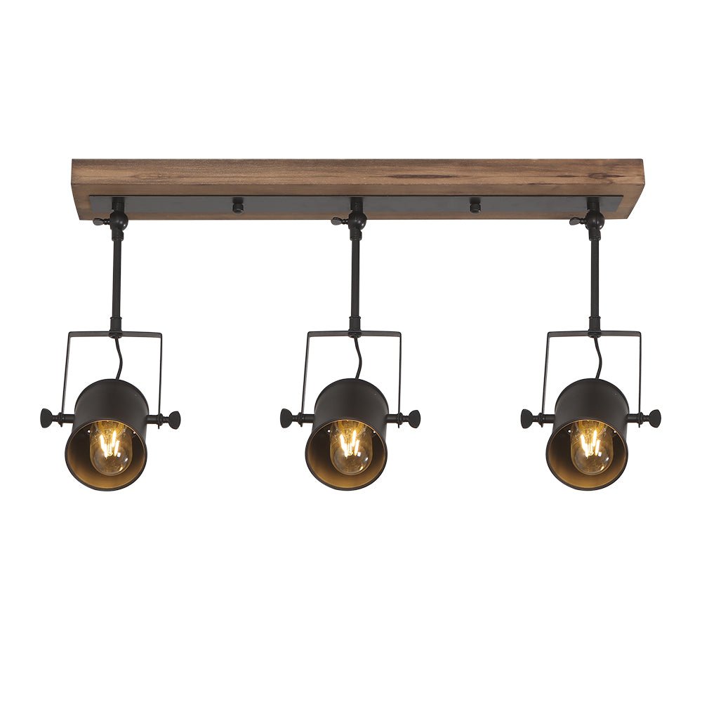 Industrial Black 3-Light Pendant Track Lighting for Kitchen Island Dining