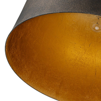 Industrial Antique Metal Dome Pendant Light, Black Finish, Gold Foil Interior
