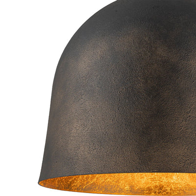 Industrial Antique Metal Dome Pendant Light, Black Finish, Gold Foil Interior